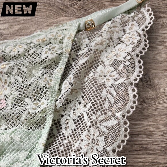 New NWT Victoria’s Secret Lace Bikini – Mint Floral Mesh (Size M) - Picture 3 of 6